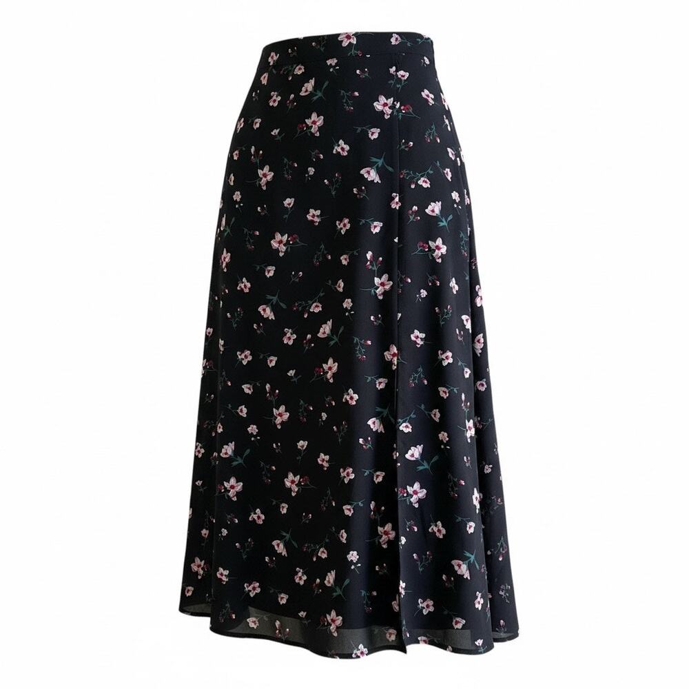 Nasty Gal 6 black floral feminine goth midi skirt
